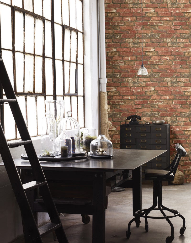 NuWallpaper NU2214 West End Brick Peel & Stick Wallpaper, Red - Image 4